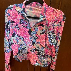 Lily Pulitzer zip front swimwear or active pullover-crop